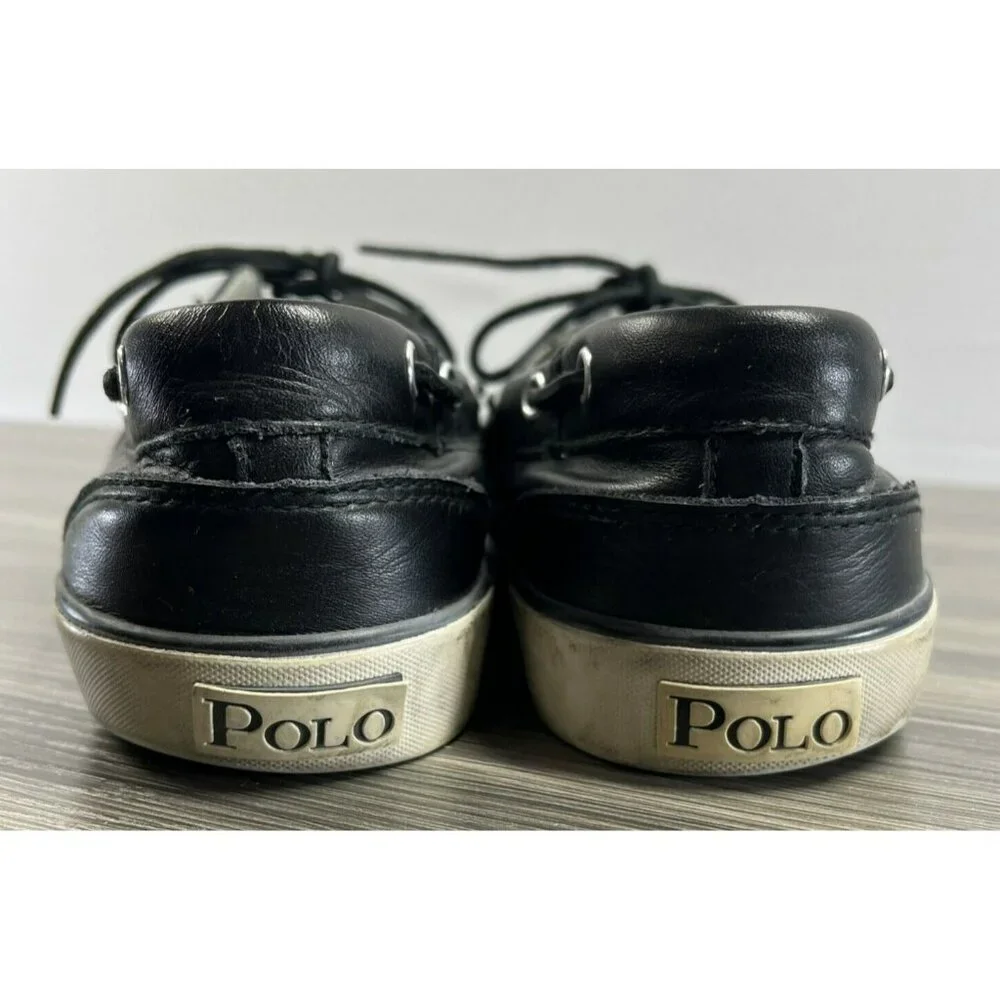Polo Ralph Lauren Men's Boat Shoes 10 Navy Blue‎ Pony Sander Tie Slip On Canvas